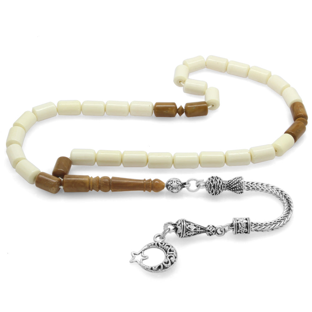 Camel Bone Prayer Beads with Tarnish-free Metal Tassels