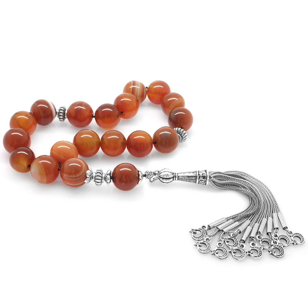 Agate Efe Stone Prayer Beads with Tarnish proof Metal Tassels
