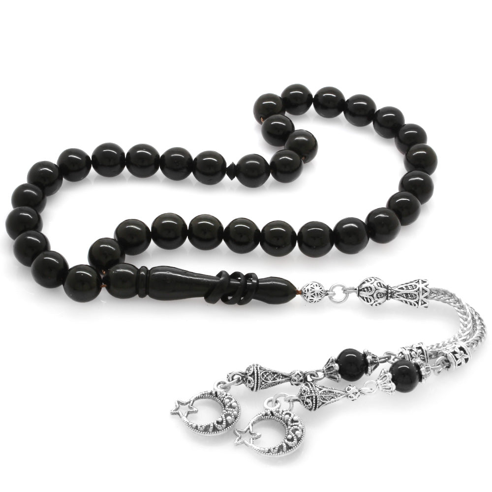 Black Kuka Prayer Beads with Metal Tassels