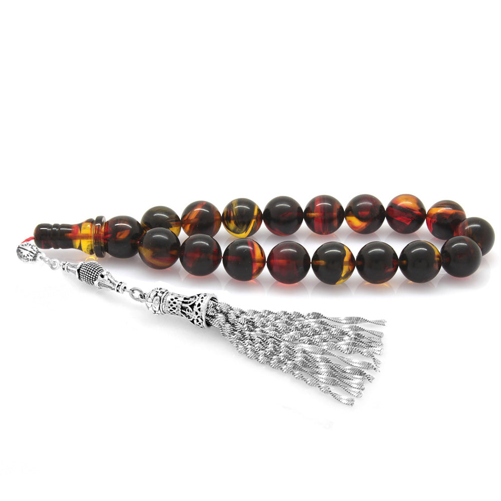 Fire Amber Efe Rosary with Tarnish Resistant Metal Tassels
