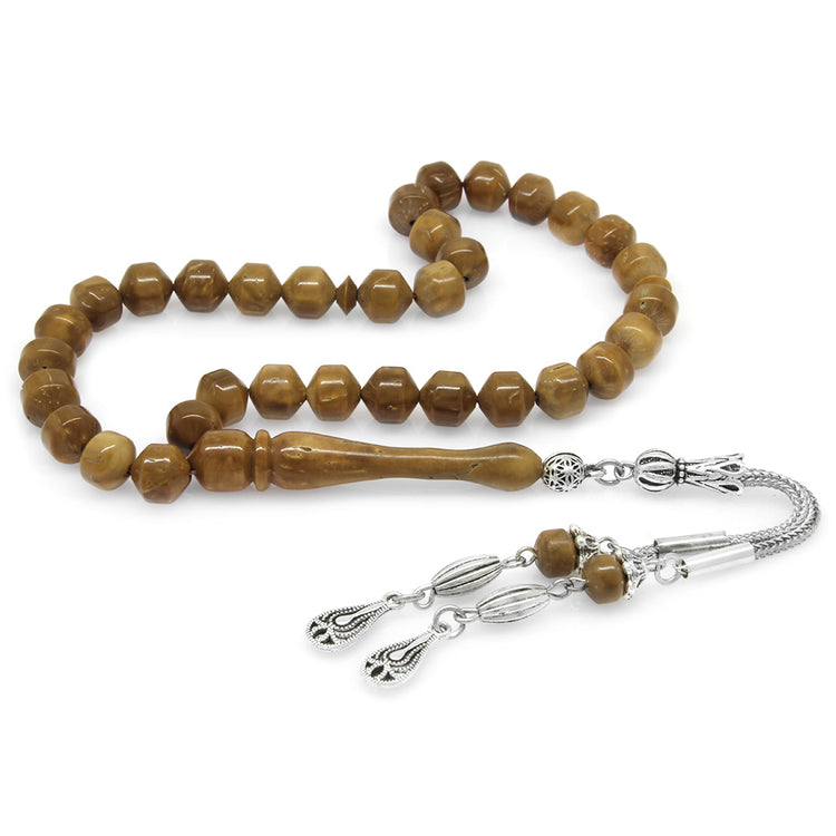 Brown Kuka Prayer Beads with Tarnish-Free Metal Water Drop Tassels