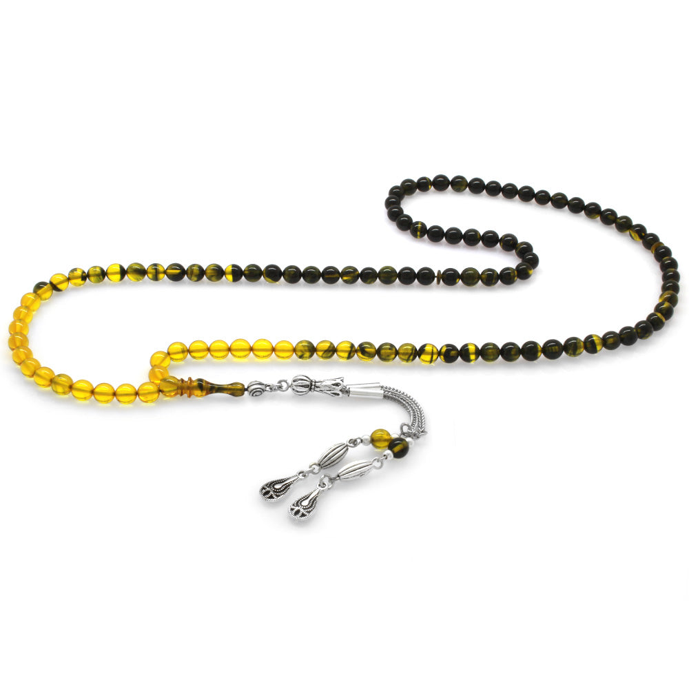 Metal Yellow-Black Amber Prayer Beads of 99 Count
