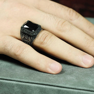 Ve Tesbih Men Ring with Zircon Stone 1