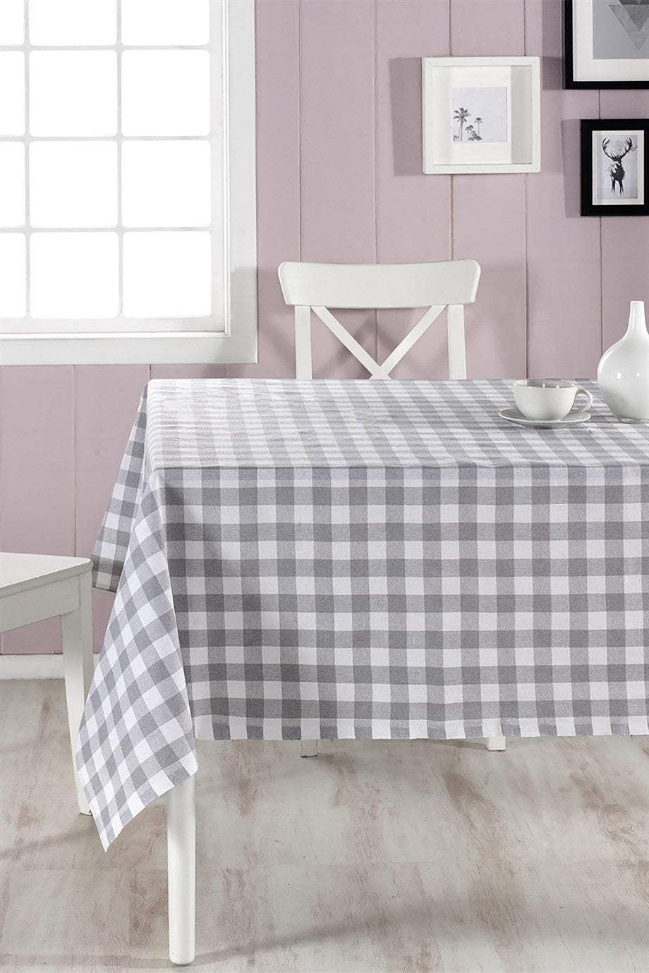 DENIZLI CONCEPT Checkered Tablecloth Gray