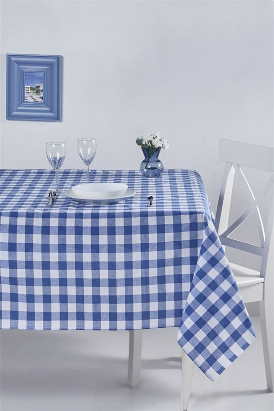 DENIZLI CONCEPT Checkered Tablecloth Blue
