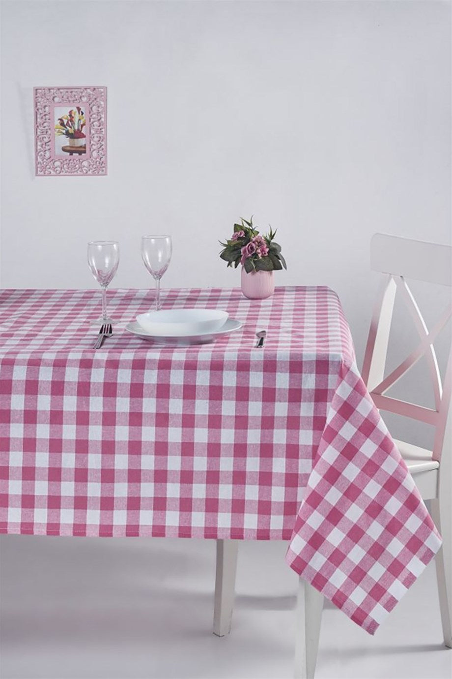 DENIZLI CONCEPT Checkered Tablecloth Pink
