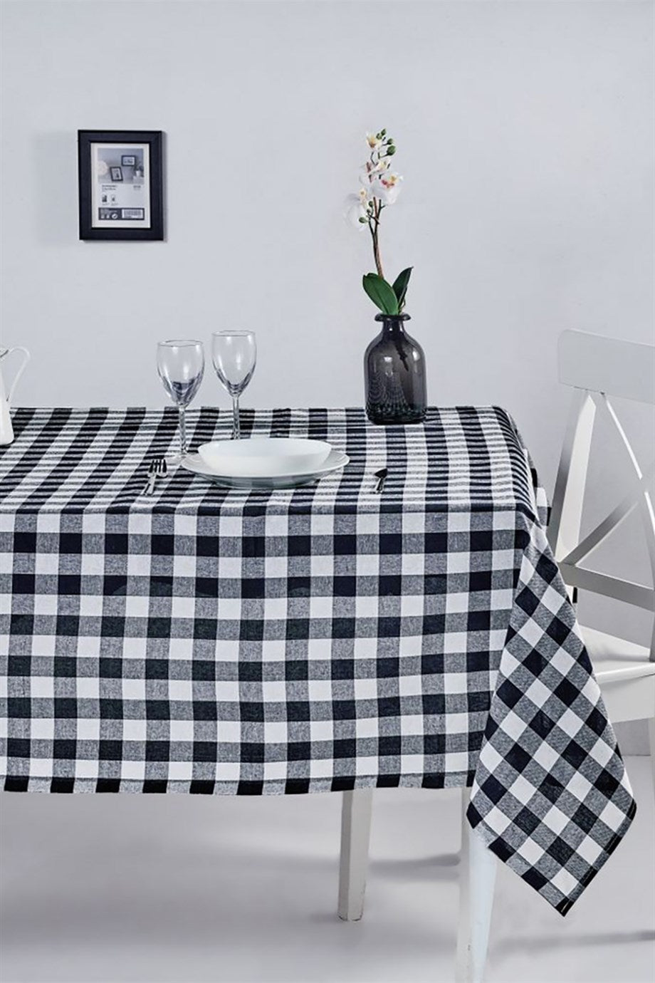 DENIZLI CONCEPT Checkered Tablecloth Black