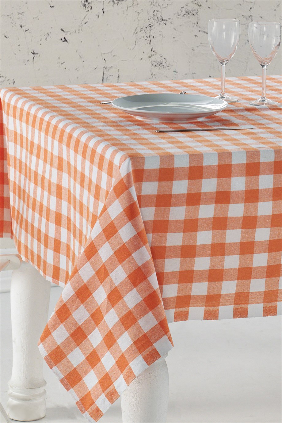 DENIZLI CONCEPT Checkered Tablecloth Orange