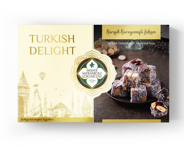 Meşhur Safranbolu Lokumcusu turkish delight with mixed nuts
