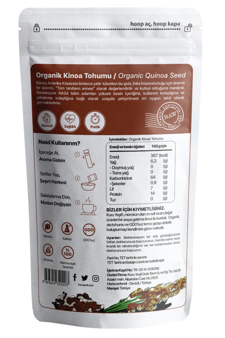 kuru yeşil organic quinoa seed 150g 2