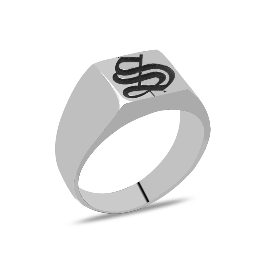 925 Sterling Silver Men's Ring with Personalized Name/Letters Written