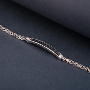 King Chain Model Stone Embroidered 925 Sterling Silver Bracelet 3