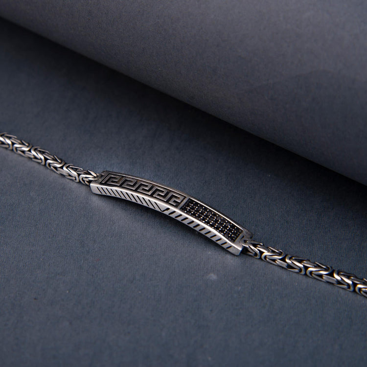 Ve Tesbih King Chain Embroidered Sterling Silver Bracelet 3