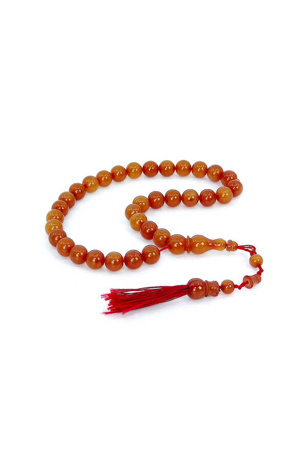 Ve Tesbih Fire Amber Prayer Beads with Sphere Cutting 1
