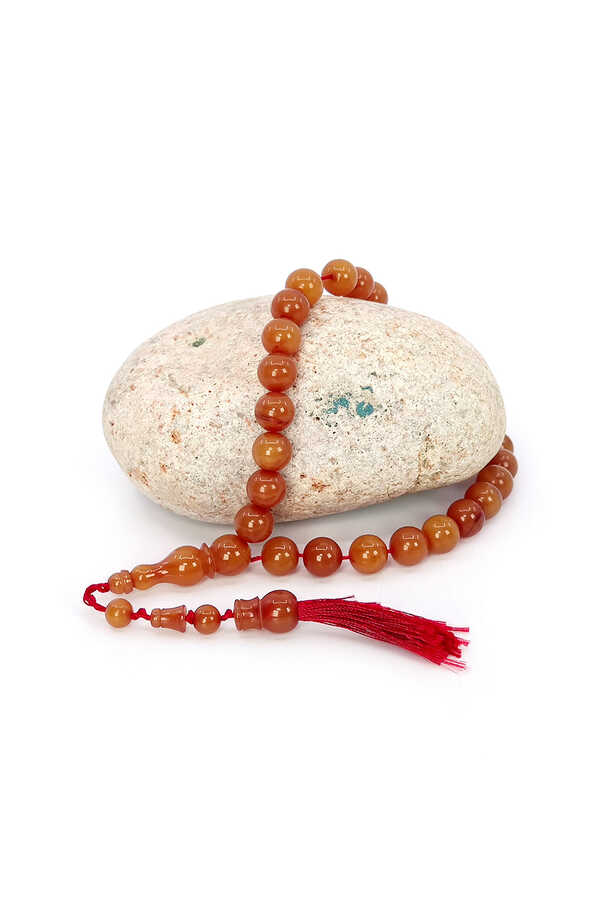 Ve Tesbih Fire Amber Prayer Beads with Sphere Cutting 2