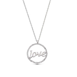 Ve Tesbih Love Written Zircon Stone Silver Necklace