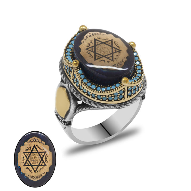 925 Sterling Silver Men's Ring with Seal of Solomon 
