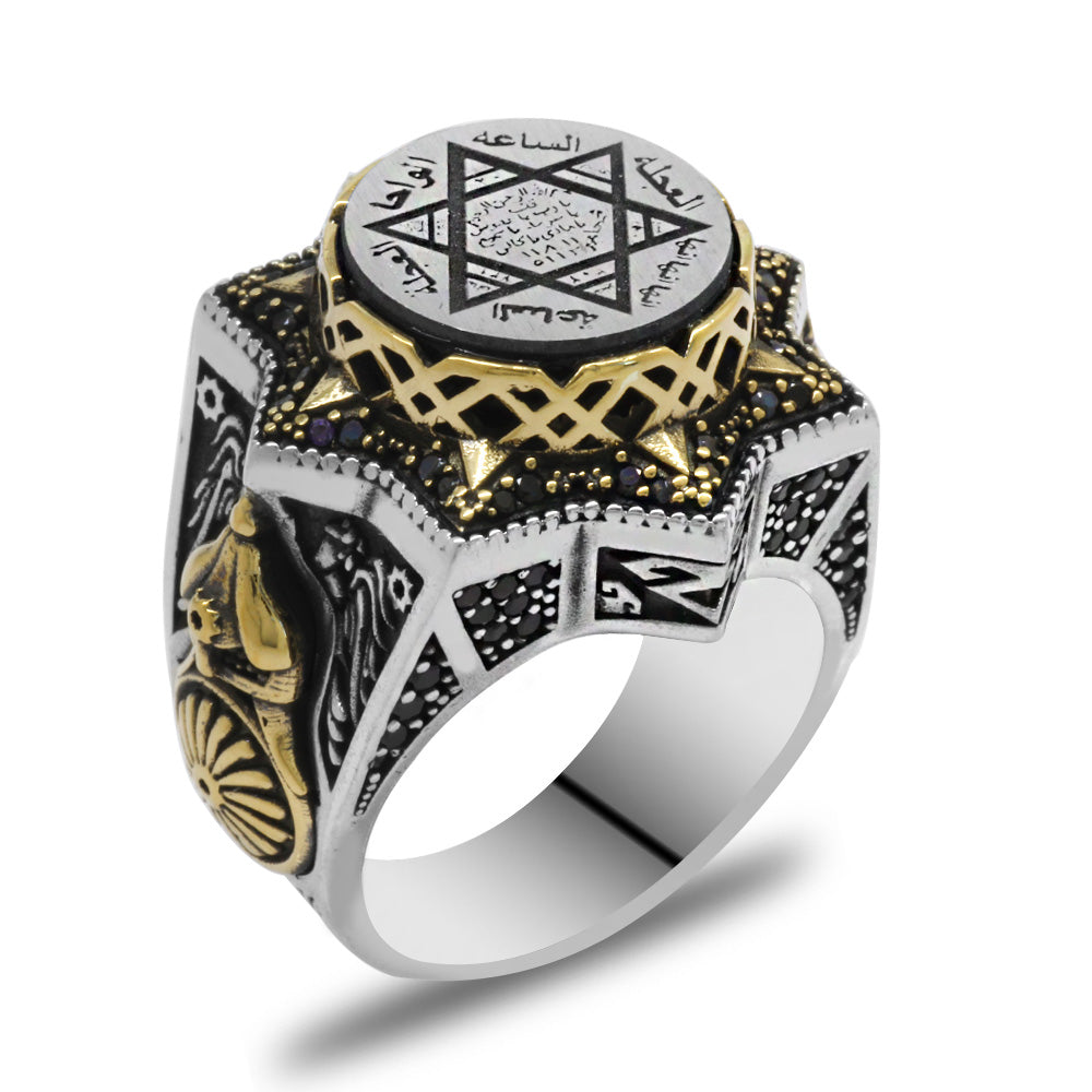 Silver Men's Ring with Seal of Solomon