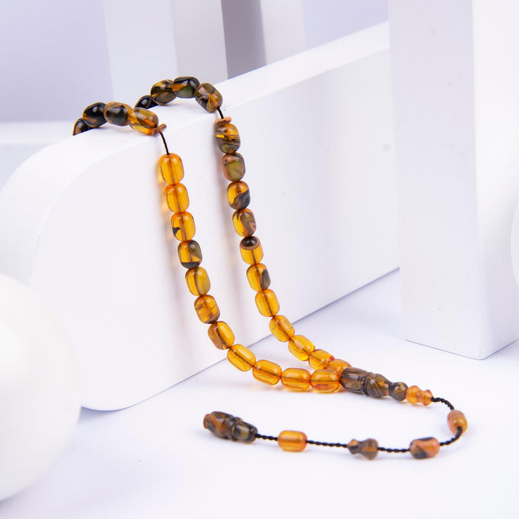 Mesut Apple Workmanship Bureaucrat Size Capsule Model Pressed Amber Prayer Beads 1