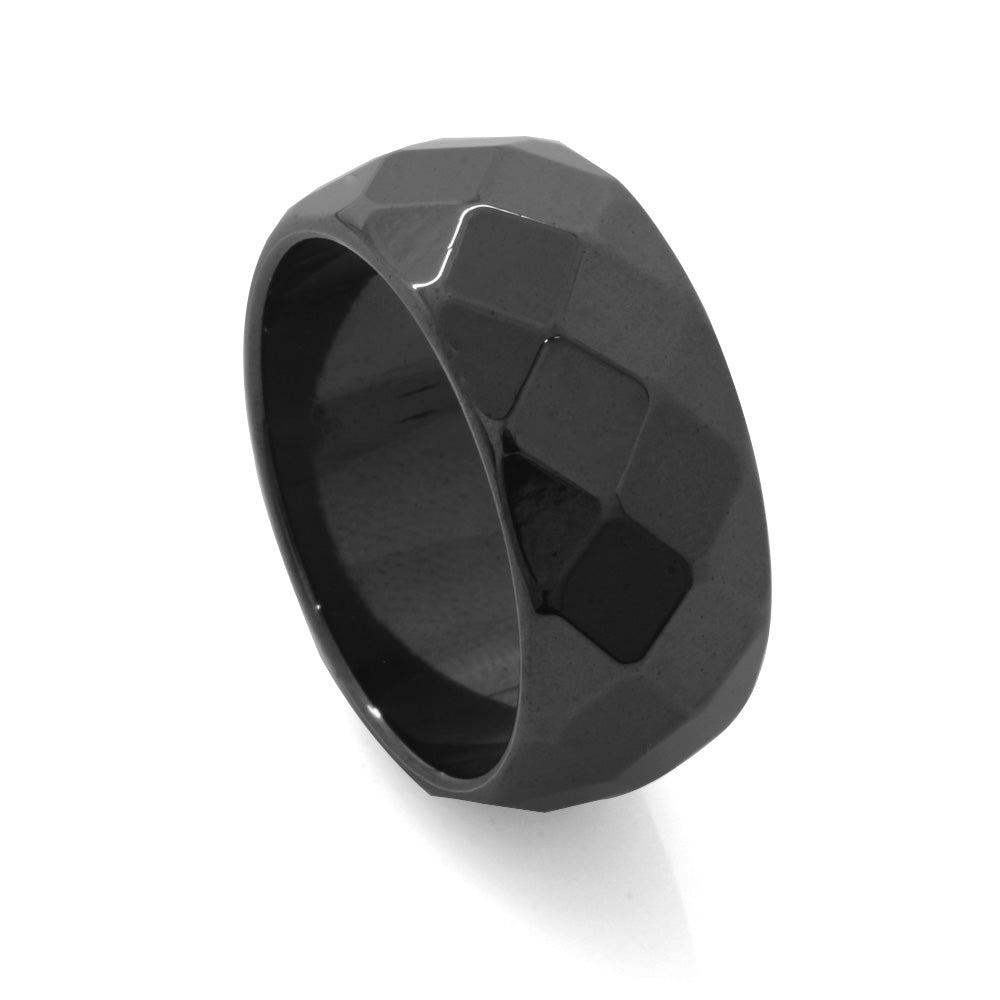 Metallic Gray Hematite Natural Stone Men Ring (14 Size)