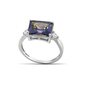 Silver Women's Ring with Mystic Topaz Stone