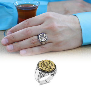 925 Sterling Silver Men's Ring with Seal of Suleiman 