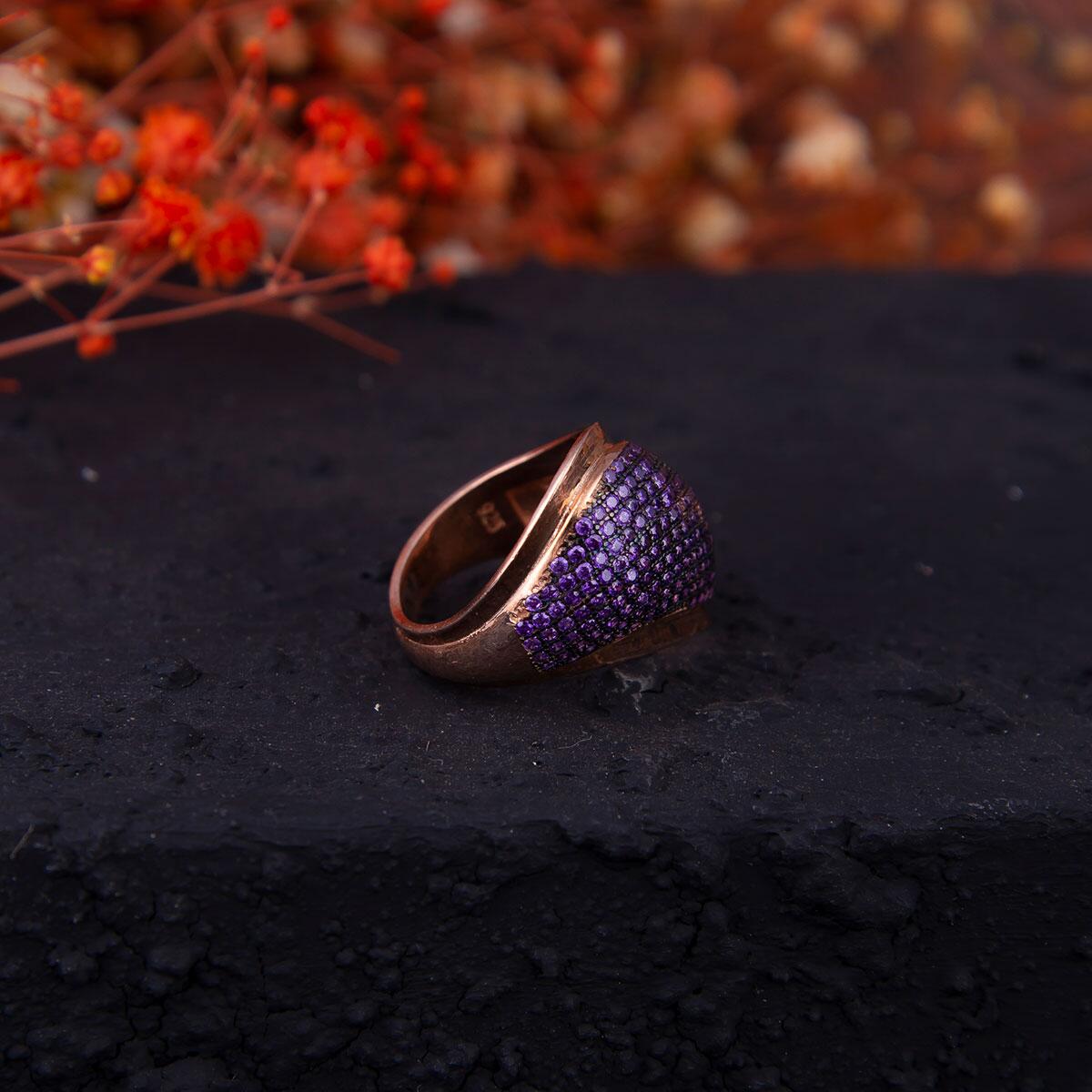 Women&#39;s Silver Ring with Purple Zircon Stone