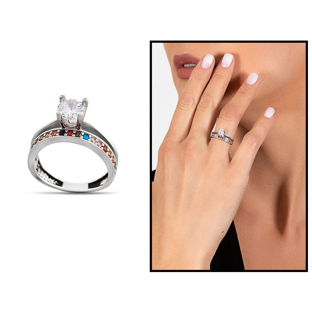 925 Sterling Silver Women's Solitaire Ring