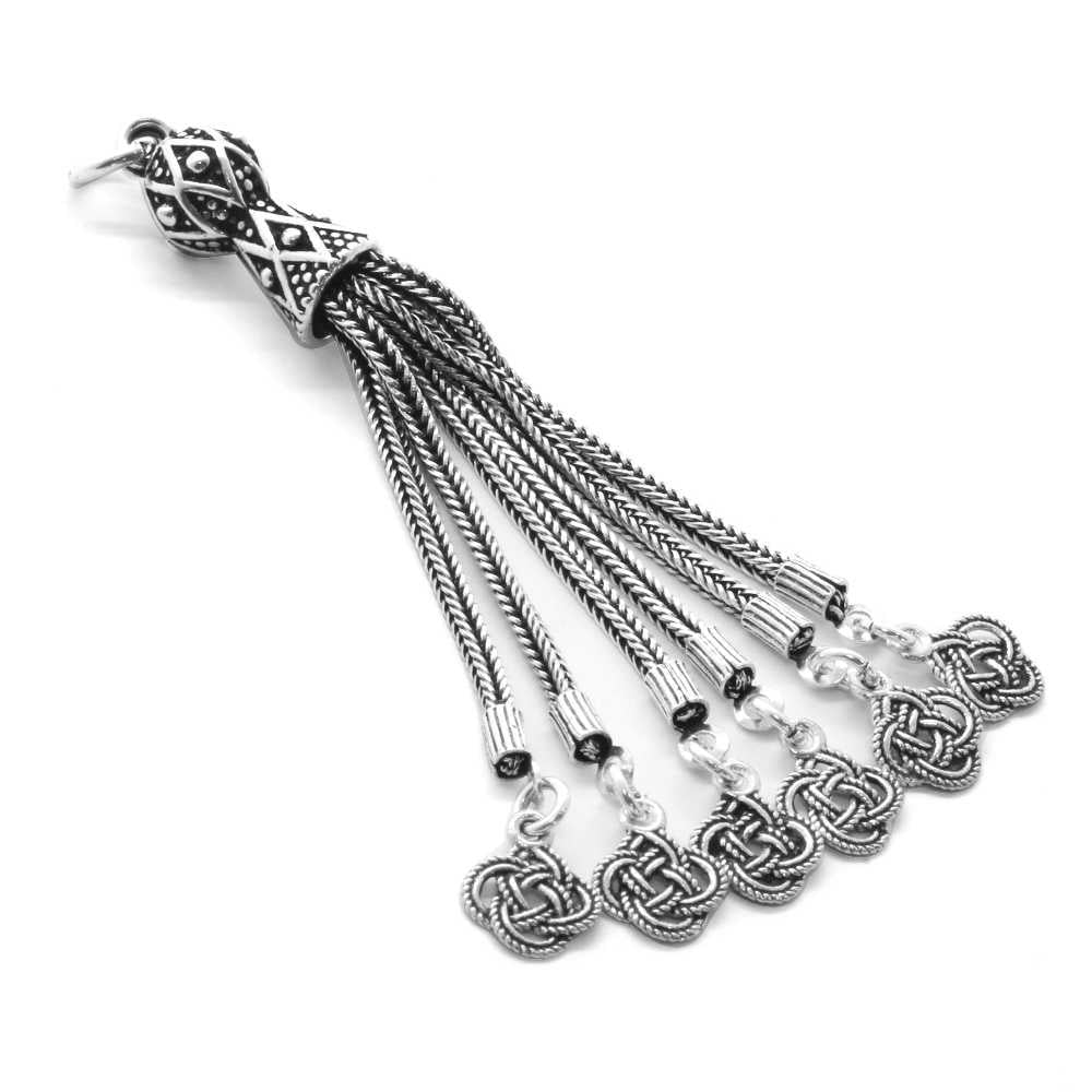Knitted Design 6-Piece Whips 925 Sterling Silver Tassel