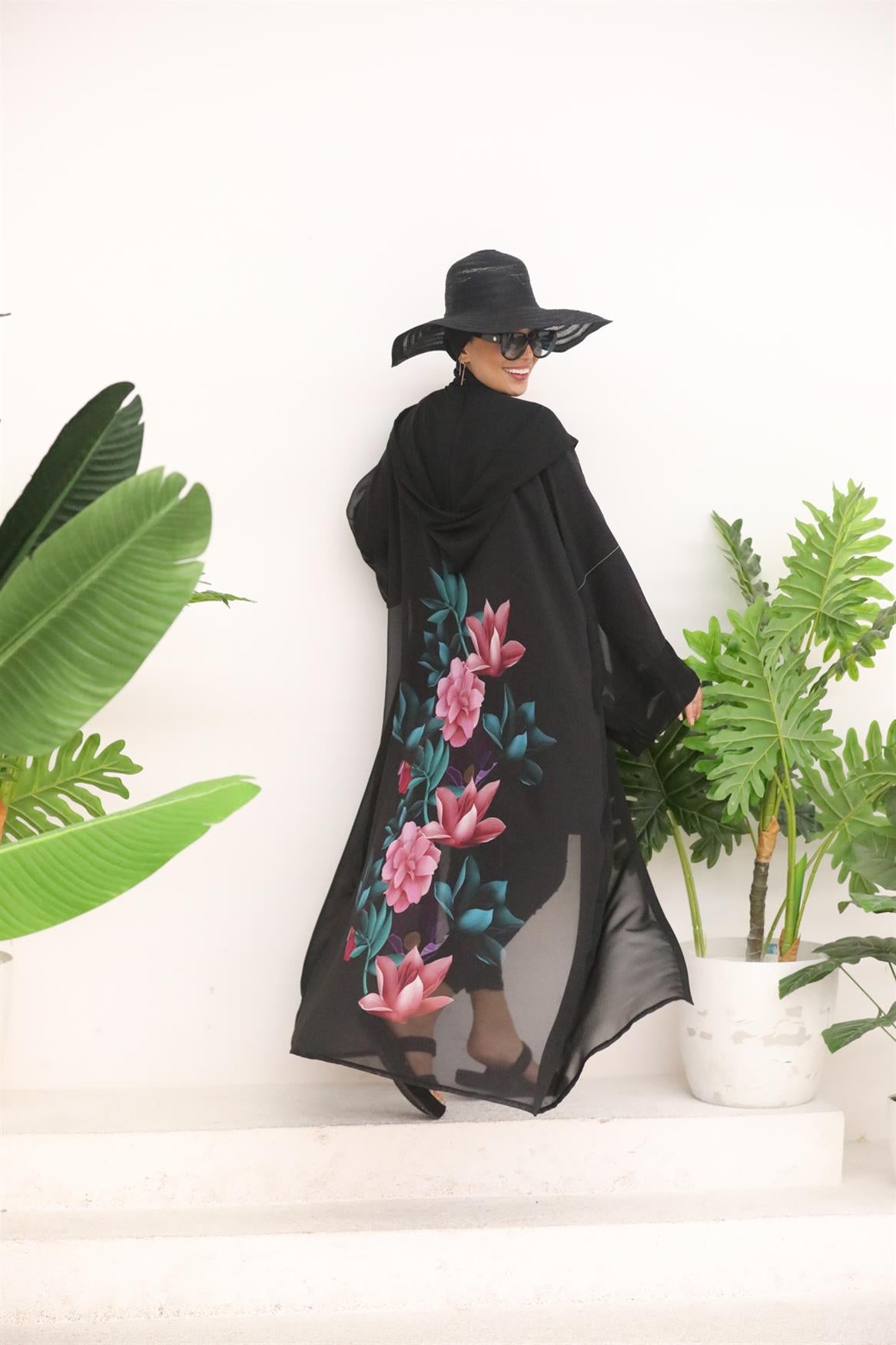 Orchid Pattern Hooded Pareo