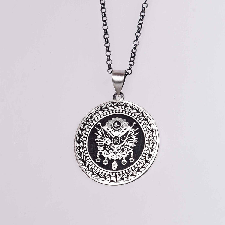 Embroidered Medallion Model 925 Sterling Silver Necklace 2