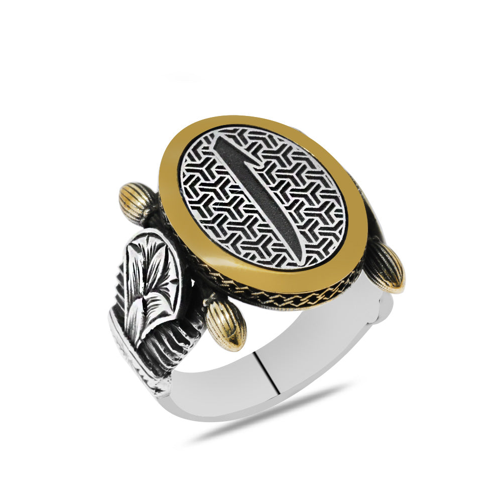  925 Sterling Silver Men's Ring with أ Motif