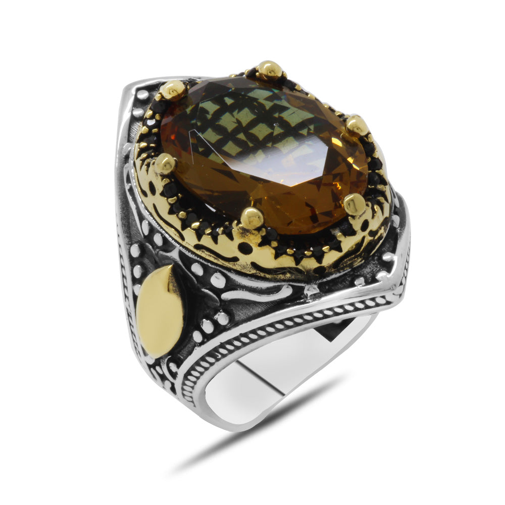 925 Sterling Silver Men's Ring with Oval Zultanite Stone 