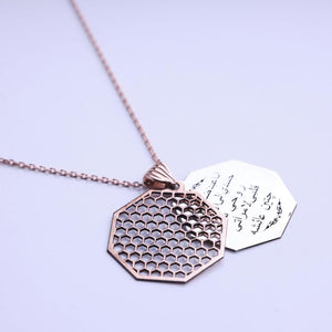 Ve Tesbih Honeycomb Model Silver Necklace 1