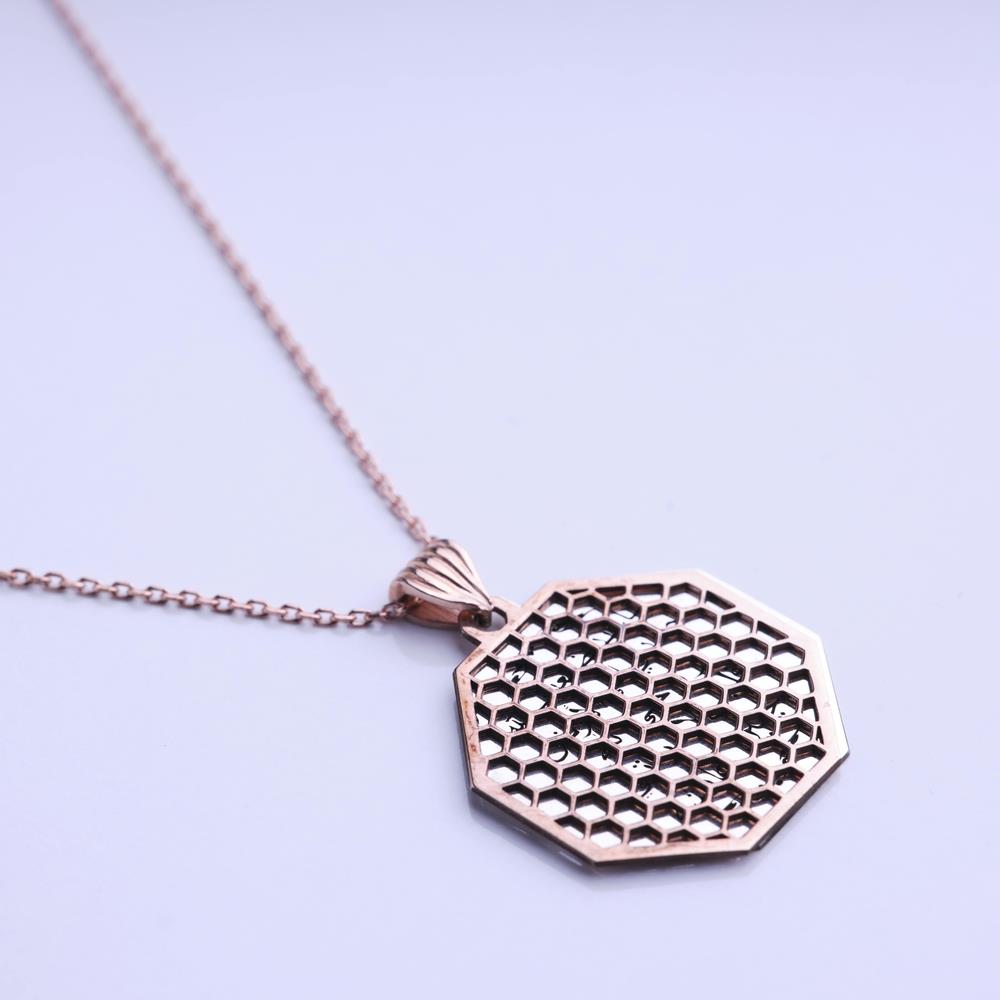 Ve Tesbih Honeycomb Model Silver Necklace 2