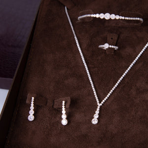 Ve Tesbih Diamond Montur Silver Jewelry Set 6