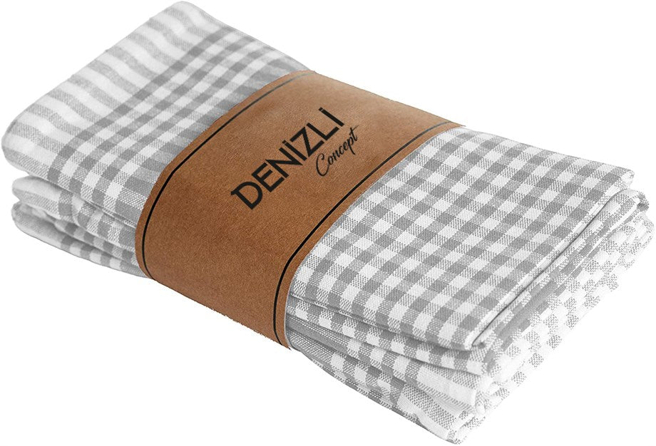 DENIZLI CONCEPT Petite Checkered Tea Towel Gray