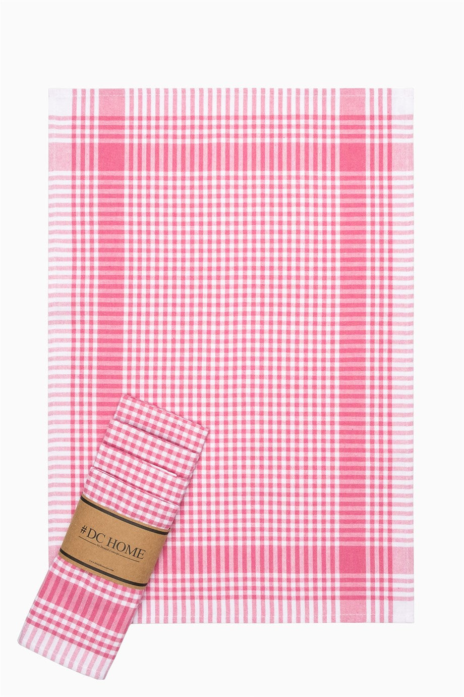 DENIZLI CONCEPT Petite Checkered Tea Towel Pink