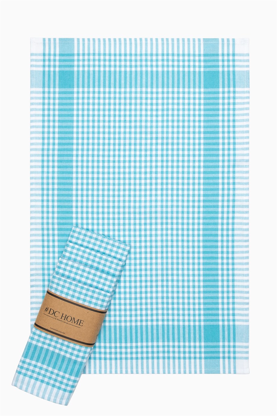 DENIZLI CONCEPT Petite Checkered Tea Towel Turquoise