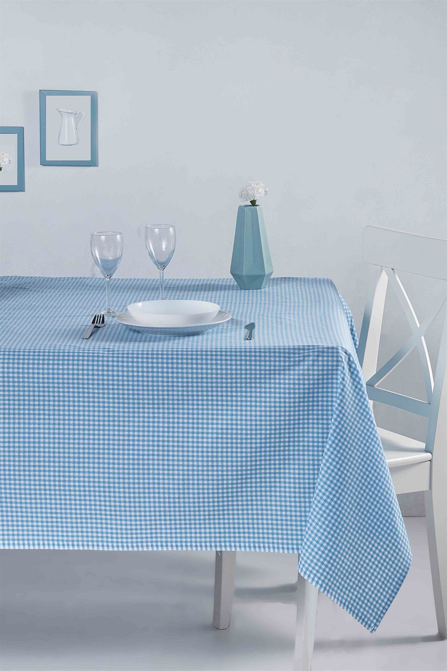 DENIZLI CONCEPT Gingham Tablecloth Turquoise