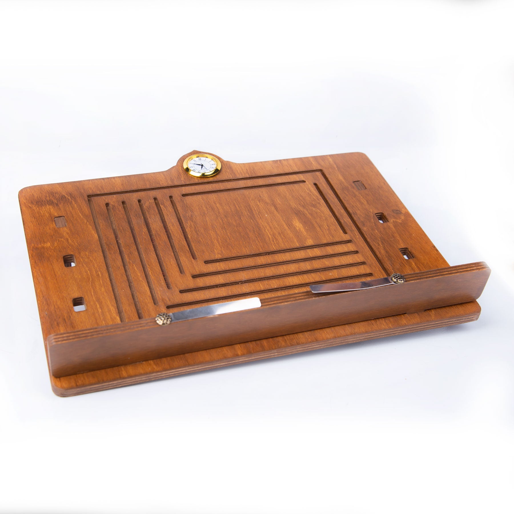 Ve Tesbih Adjustable Wooden Quran Stand with Clock 1