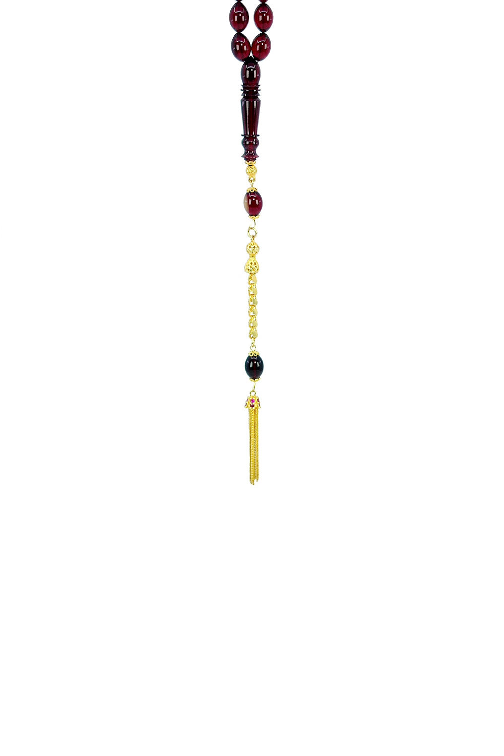 Ve Tesbih Solid Amber Rosary with Yellow Silver Tassels 3