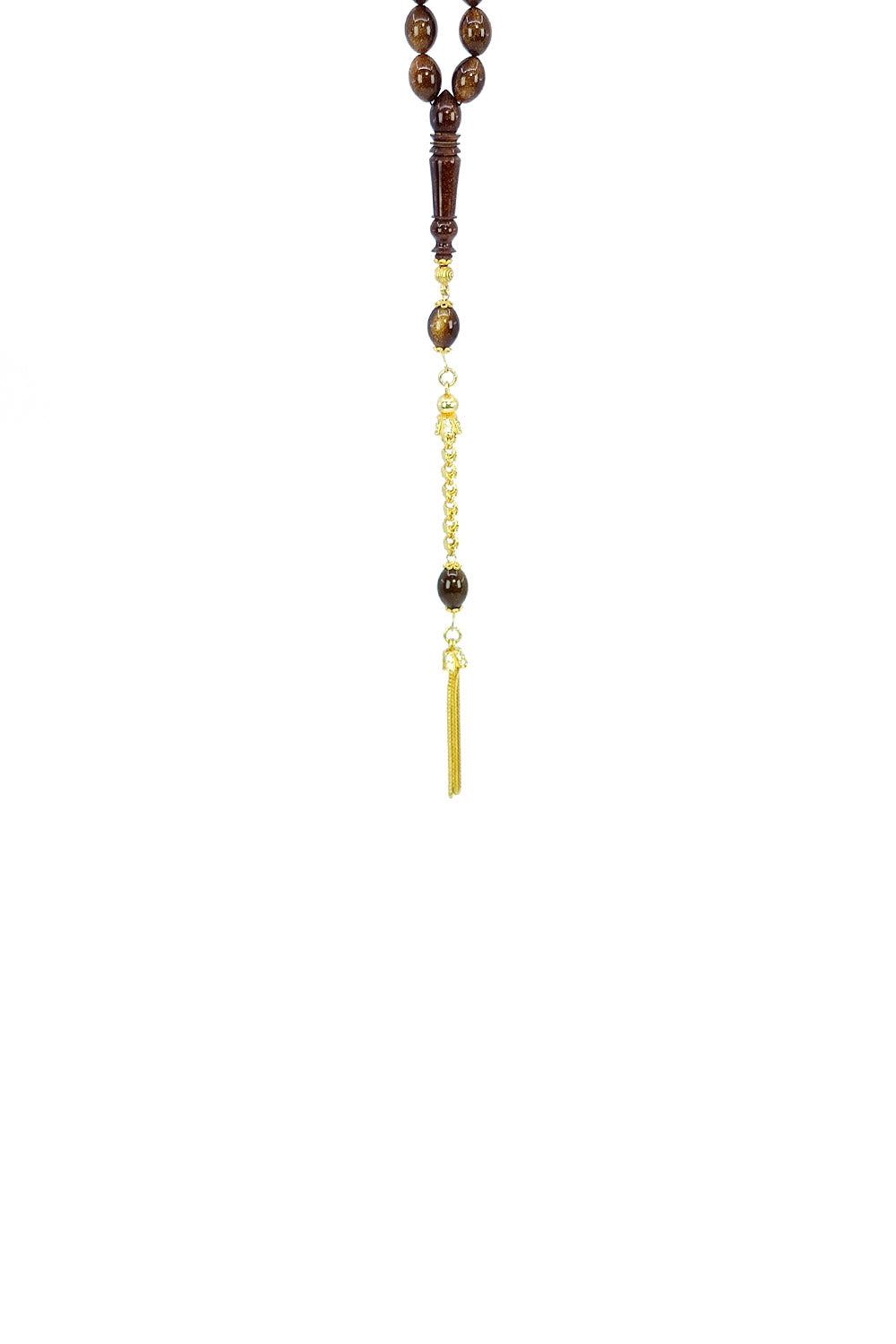 Ve Tesbih Yellow Silver Tasseled Pressed Amber Prayer Beads 2