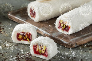 wrap with pomegranate and pistachio