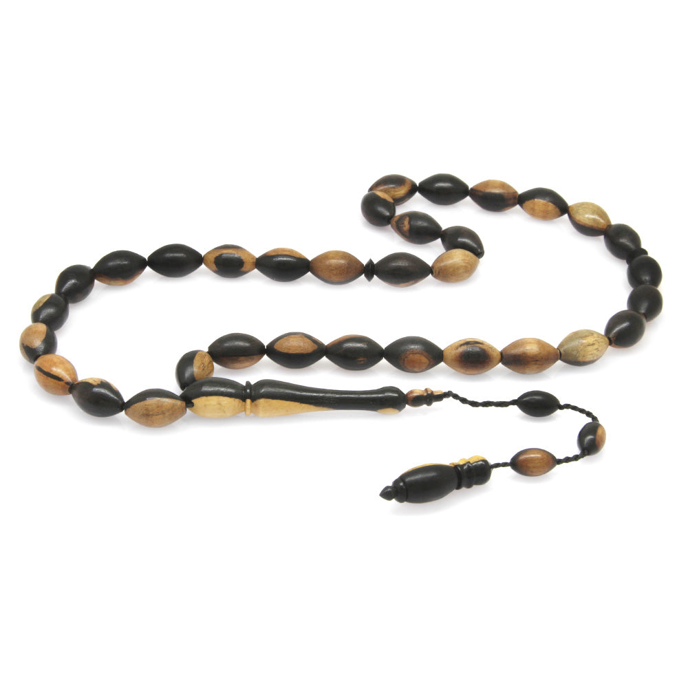 Systematic Barley Cut Natural Color Ebony Wood Prayer Beads