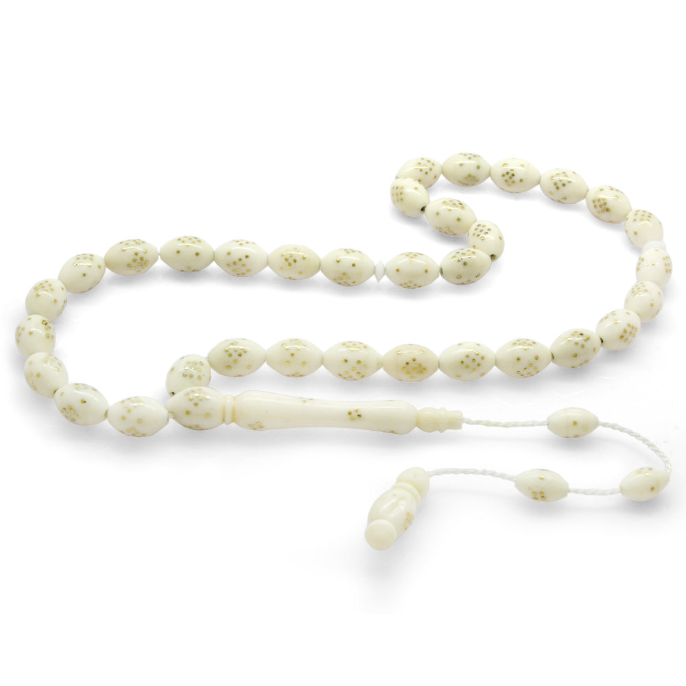 Brass Embroidered Camel Bone Rosary