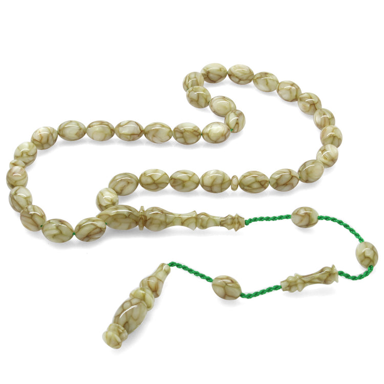 Pearlescent Brown-White Color Galalit Rosary