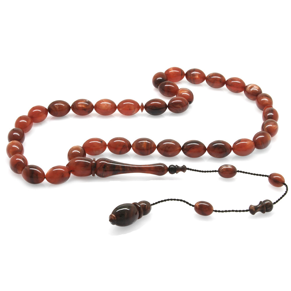 Systematic Barley Cut Pearlescent Brown-Black Colorful Katalin Prayer Beads