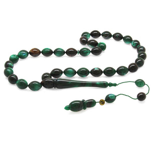 Pearlescent Turquoise-Black Colorful Katalin Prayer Beads