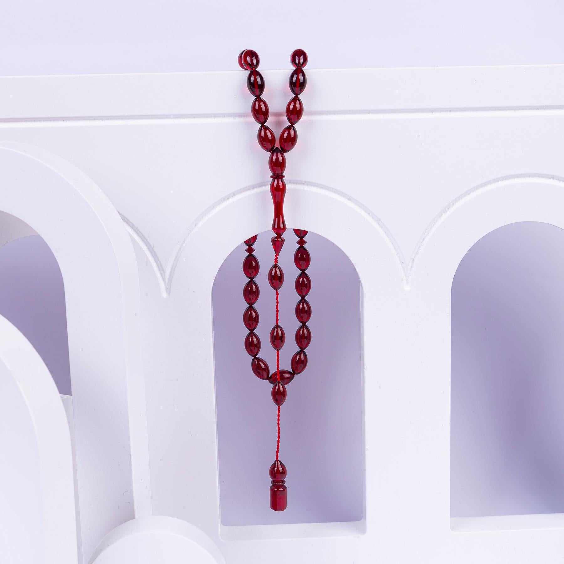 Ve Tesbih Systematic Solid Cut Fire Amber Rosary 2